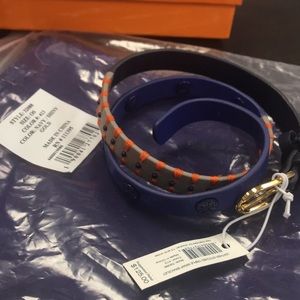 Tory Burch Leather Stitched Triple Wrap Bracelt